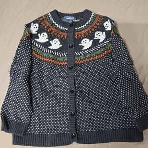 Modcloth Black and White Ghost Pattern Cardigan